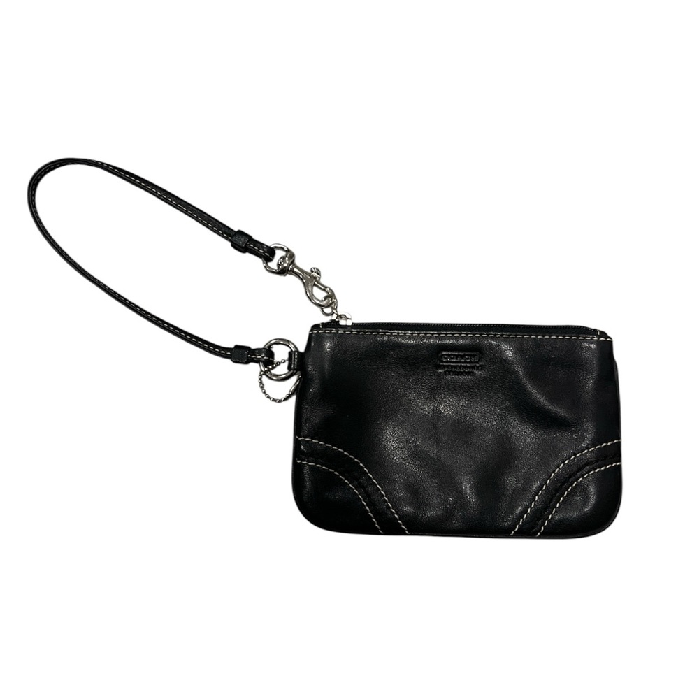 Coach Black Leather Clutch with Metallic Accents